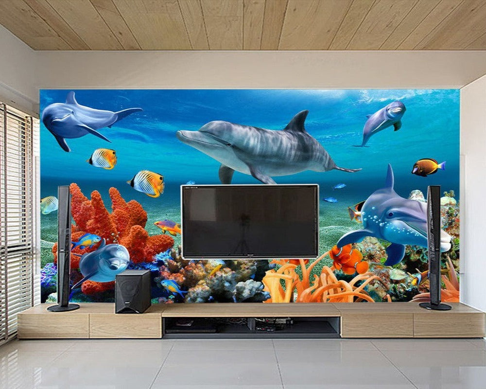 3D Wallpaper Dolphin Aquarium